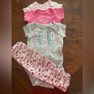 Pink and Gray Baby Onesies and Pants